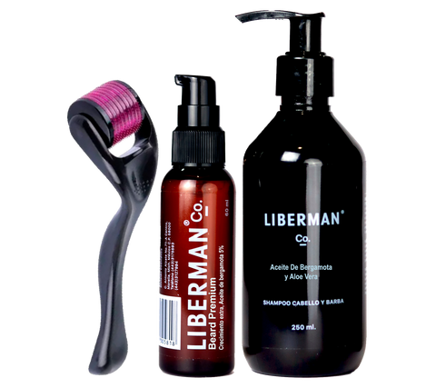 Kit Liberman Loción 5% + shampoo 1% + Roller Beard